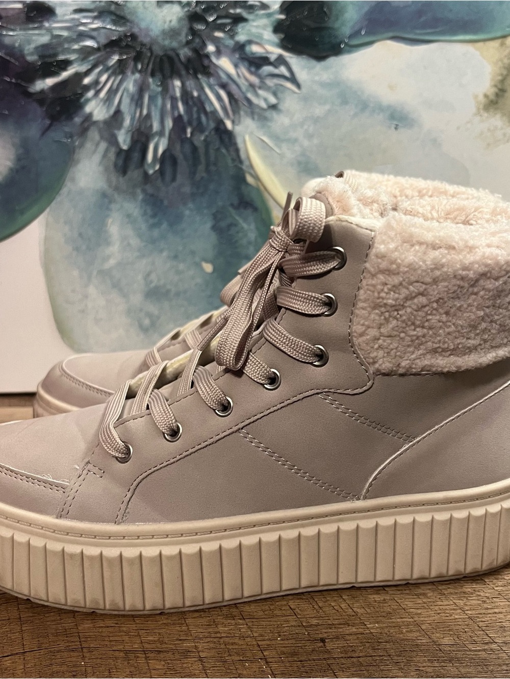 Serra Taupe Faux Sherpa-Lined Platform Ankle Boots - Picture 4 of 9